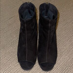 Alberto Fermani Black Suede Peep Toe Women's Ankle Boots